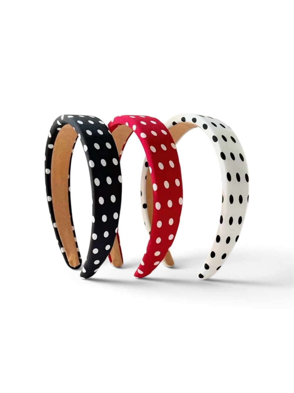 Polka Dot Padded Headband Black, Red or White